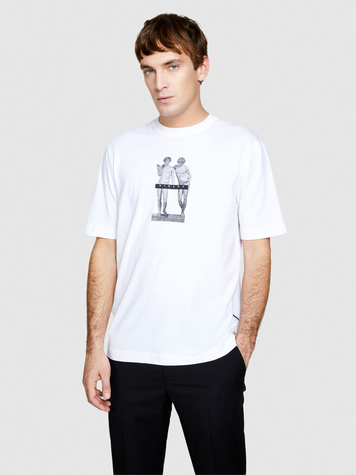 T-shirt with print - men's short sleeve t-shirts - White | Sisley image number 4